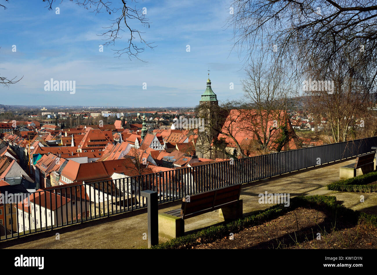 Pirna, Altstadtansicht von derTerrasse am Schlossberg Foto Stock
