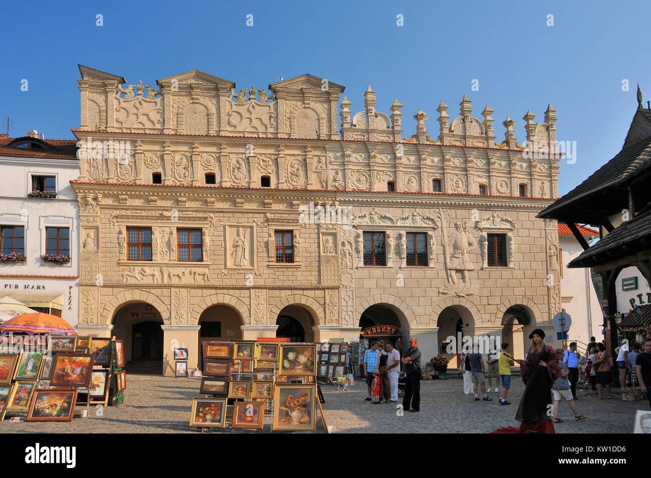 San Nicola (sinistra) e San Cristoforo (destra) townhouses. Kazimierz Dolny, Lublino voivodato, Polonia. Foto Stock