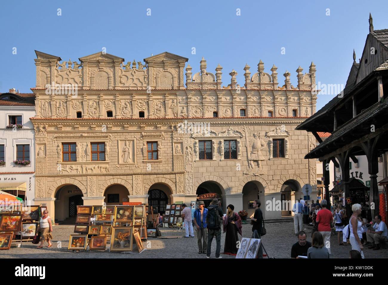 San Nicola (sinistra) e San Cristoforo (destra) townhouses. Kazimierz Dolny, Lublino voivodato, Polonia. Foto Stock