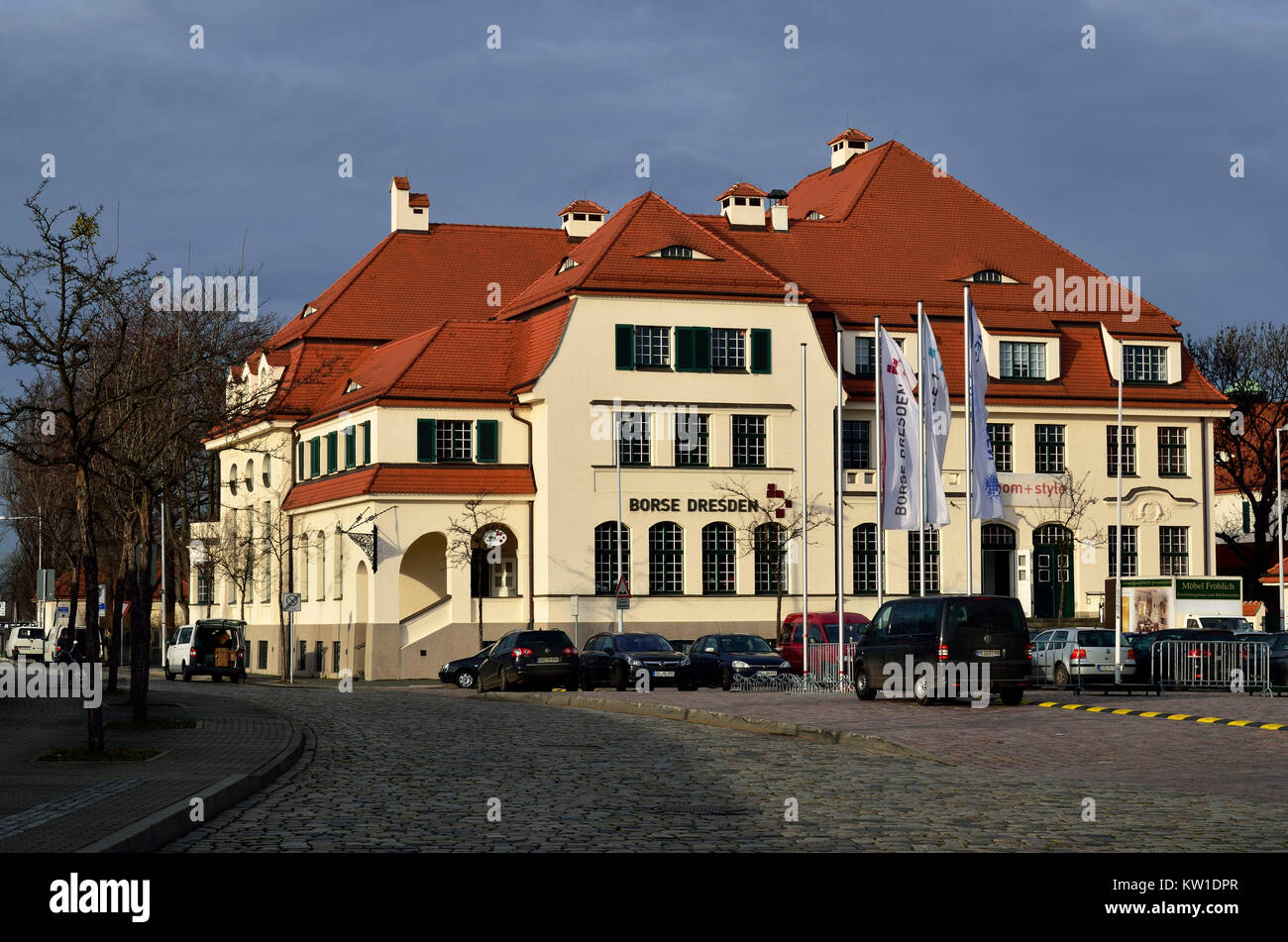 A Dresda, Baudenkmal Dresdner Börse Ostragehege im Foto Stock