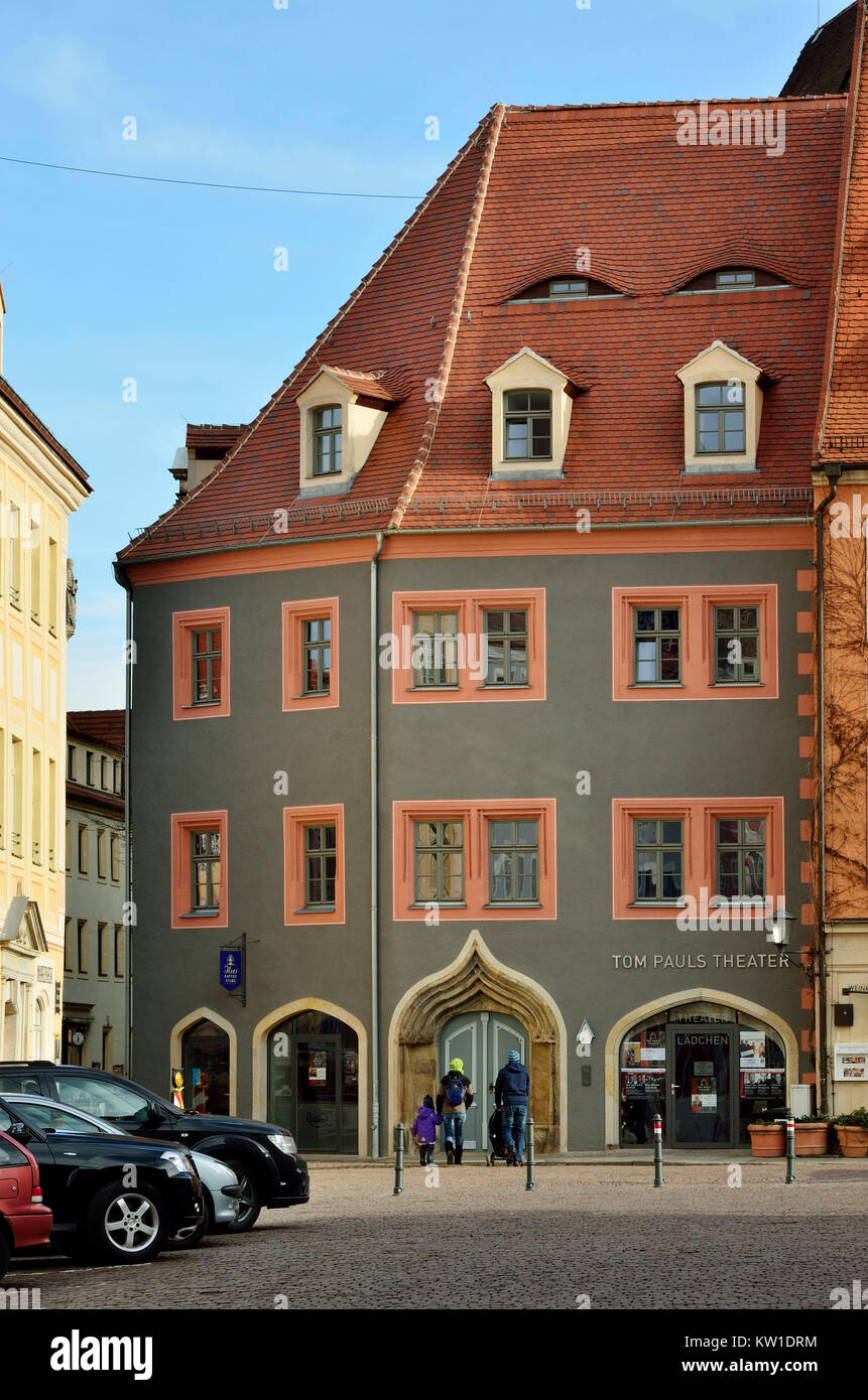 Pirna, Tom Pauls Theatre im gotischen Peter Ulrich Haus Foto Stock