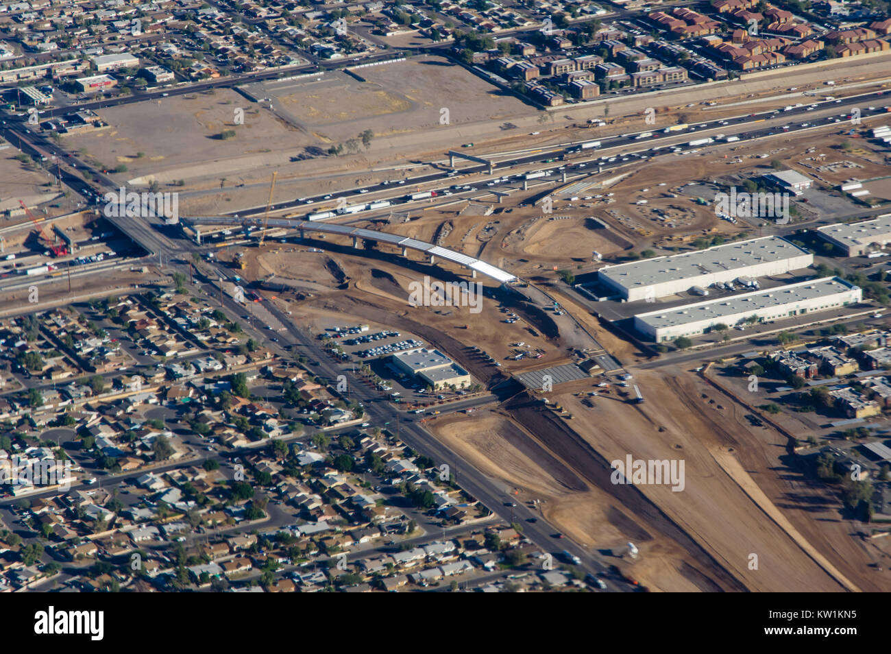 Vista aerea della costruzione di interscambio sulla Interstate 10 vicino a Phoenix in Arizona Foto Stock