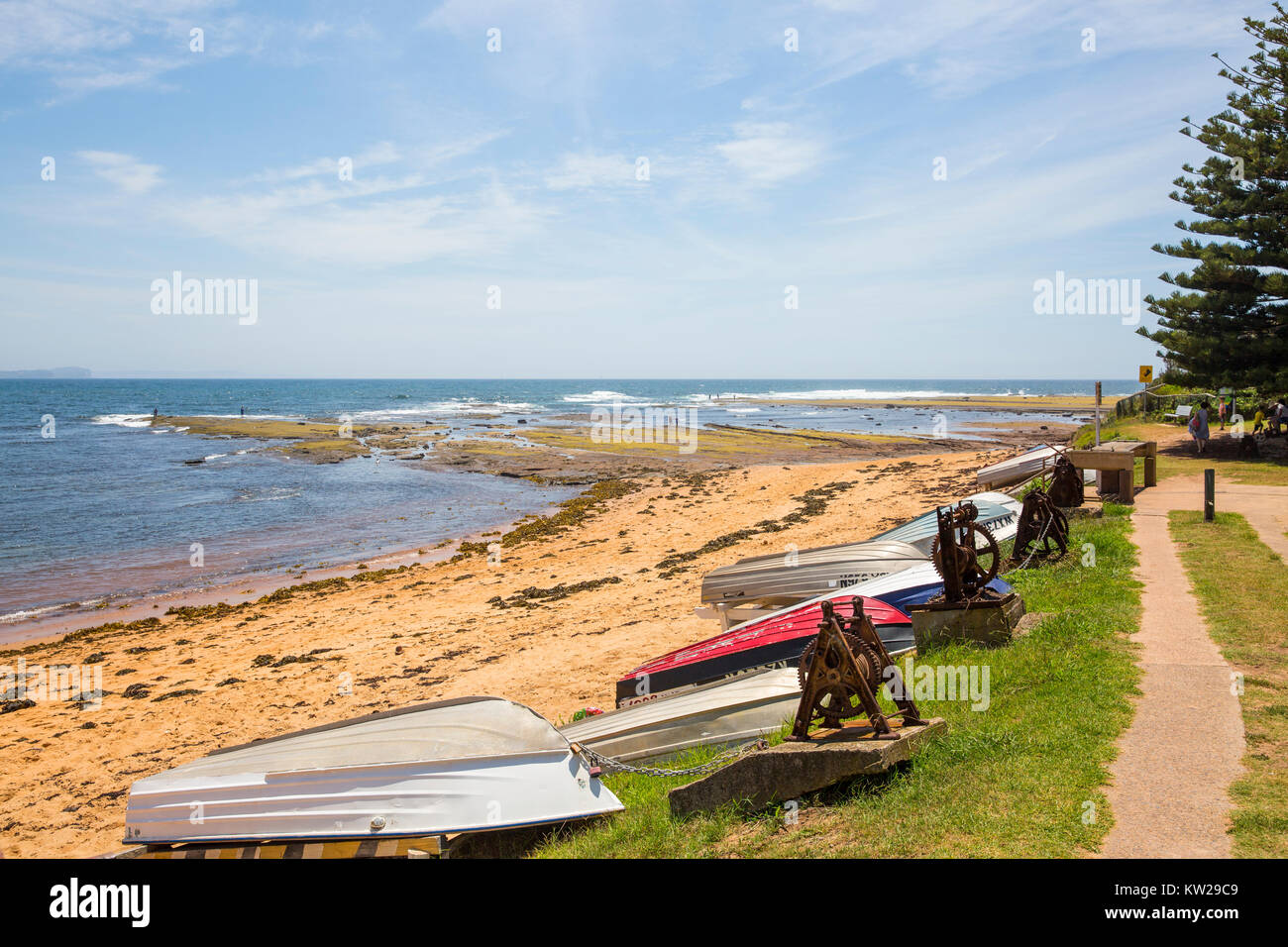 Fishermans beach a lunga scogliera riserva acquatica sul nord di Sydney, Nuovo Galles del Sud, Australia Foto Stock