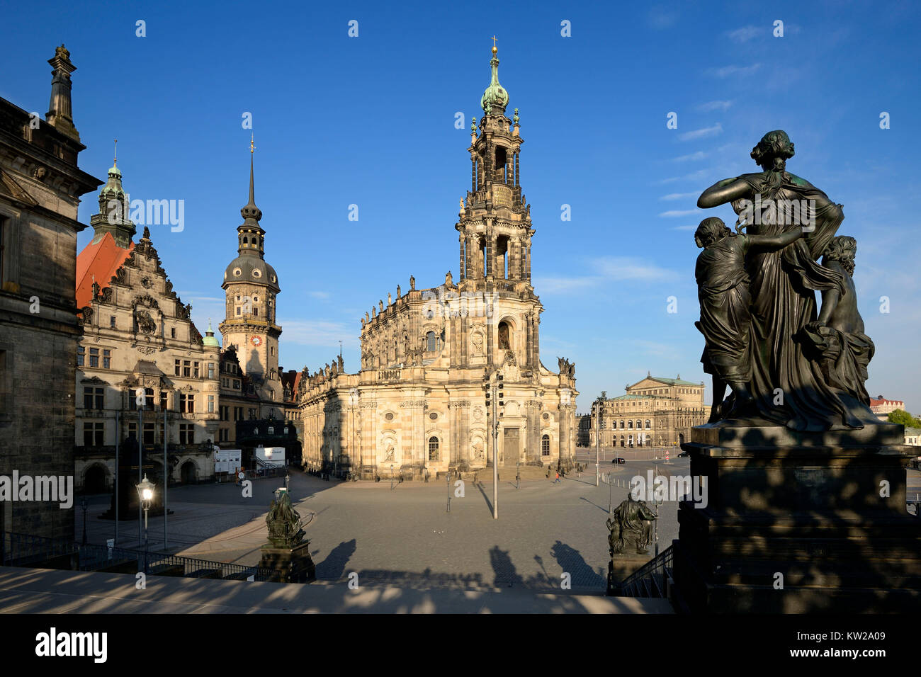 A Dresda, piazza Castello ensemble, Schlossplatzensemble Foto Stock