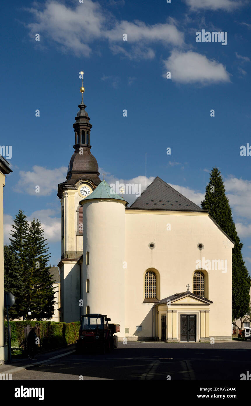 B?hmisches bassa del paese Rumburk, città chiesa di Santo Bartholom?noi, Böhmisches Niederland, Stadtkirche des Hl. Bartolomeo Foto Stock