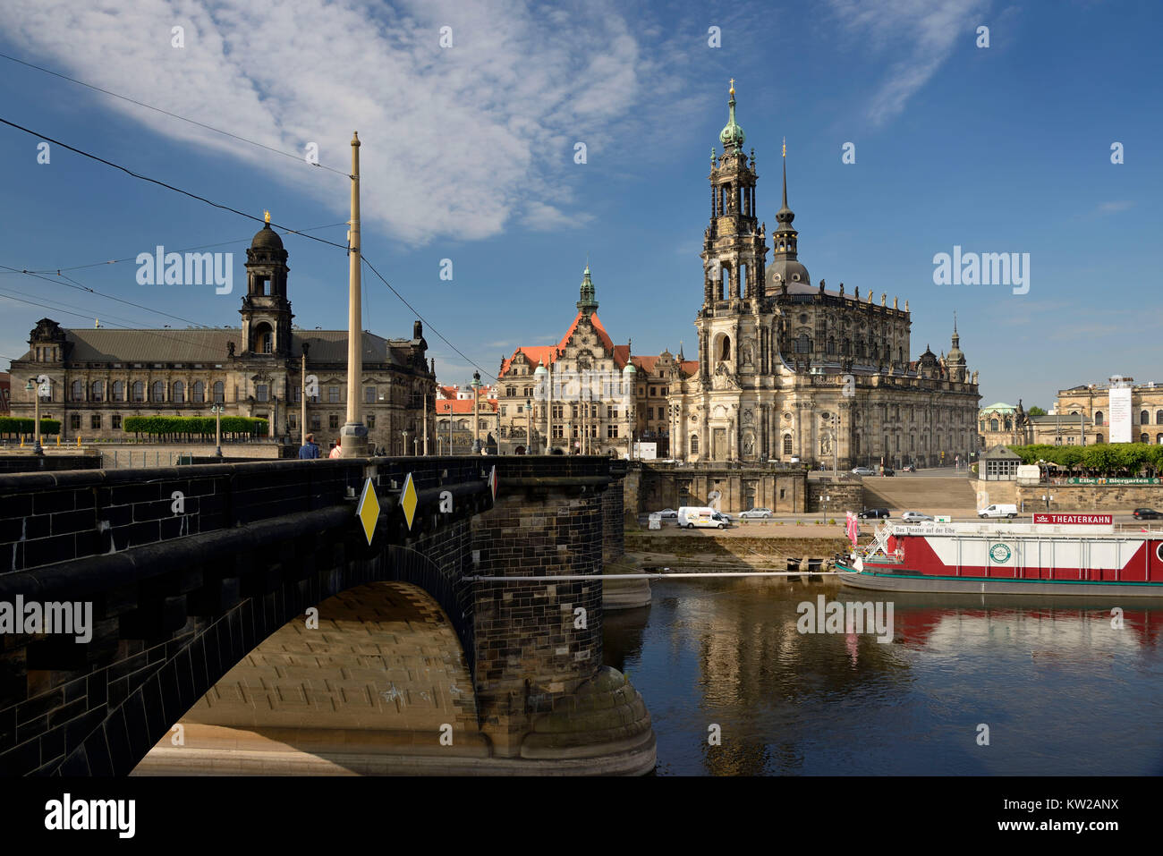 A Dresda, Augustusbr?cke per la piazza del castello, Augustusbrücke zum Schlossplatz Foto Stock