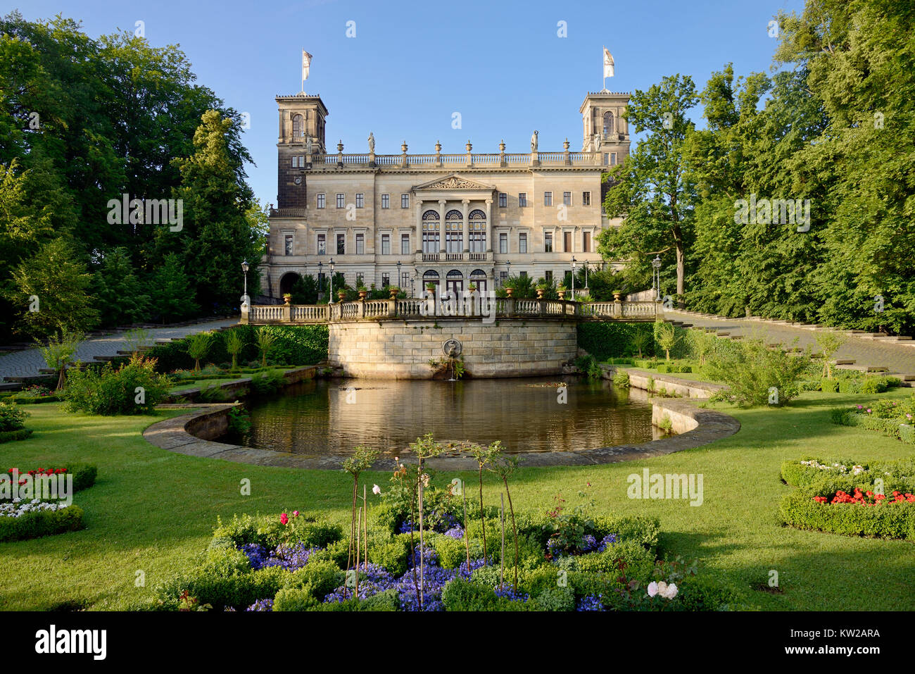 A Dresda, ingresso Castello di area Albrecht di montagna, Eingangsbereich Schloss Albrechtsberg Foto Stock