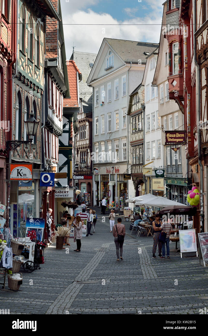 Marburg, meteo lane nella città alta, Wettergasse in der Oberstadt Foto Stock