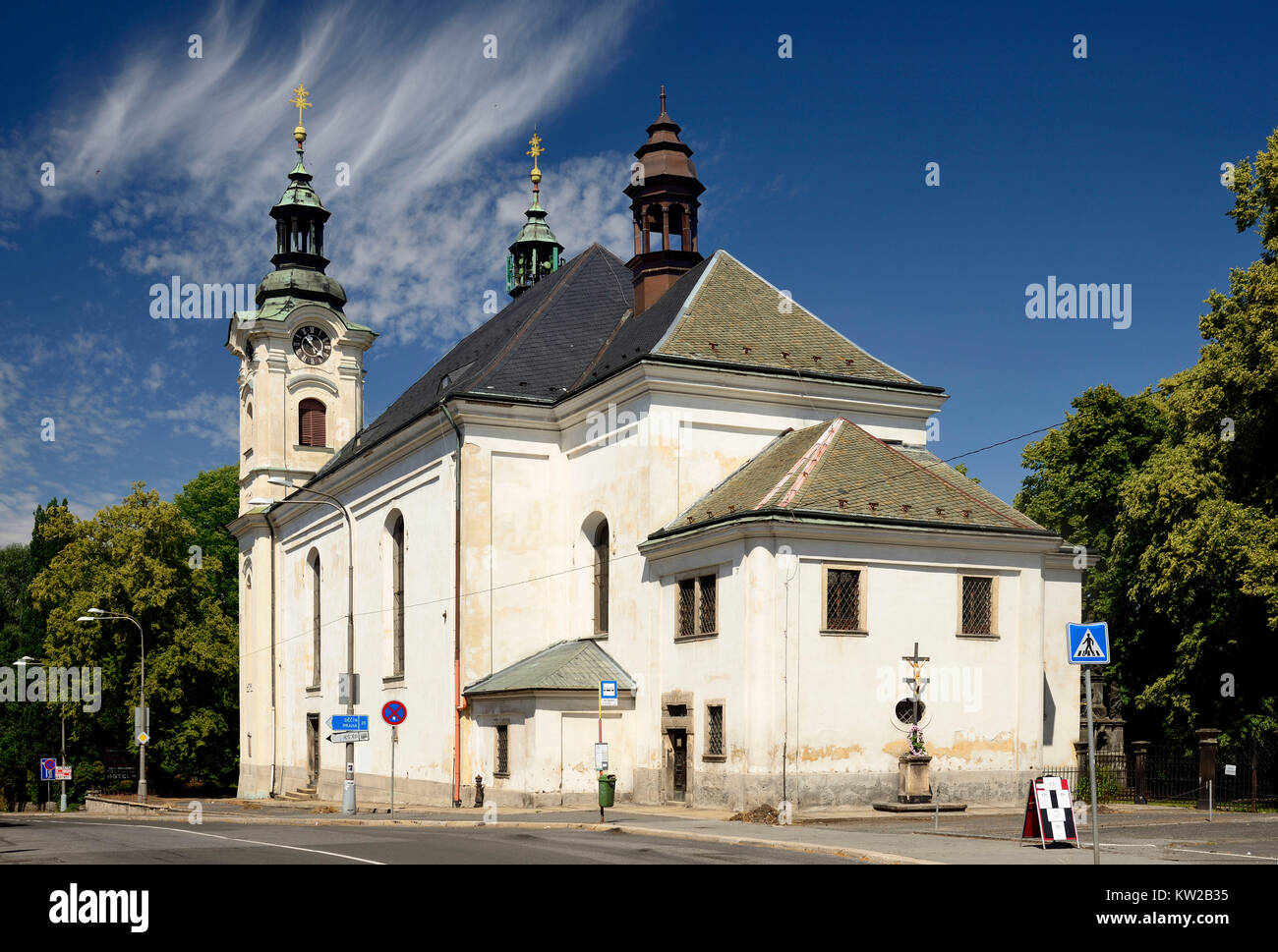 Liberec, la chiesa barocca di Santa Croce, Barockkirche zum Heiligen Kreuz Foto Stock