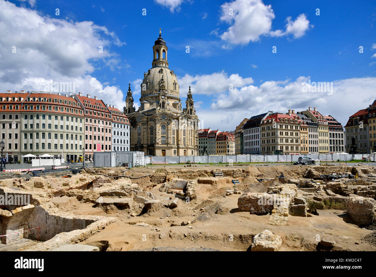 A Dresda, scavi nel nuovo mercato prima della ricostruzione, Ausgrabungen am Neumarkt vor der Neubebauung Foto Stock