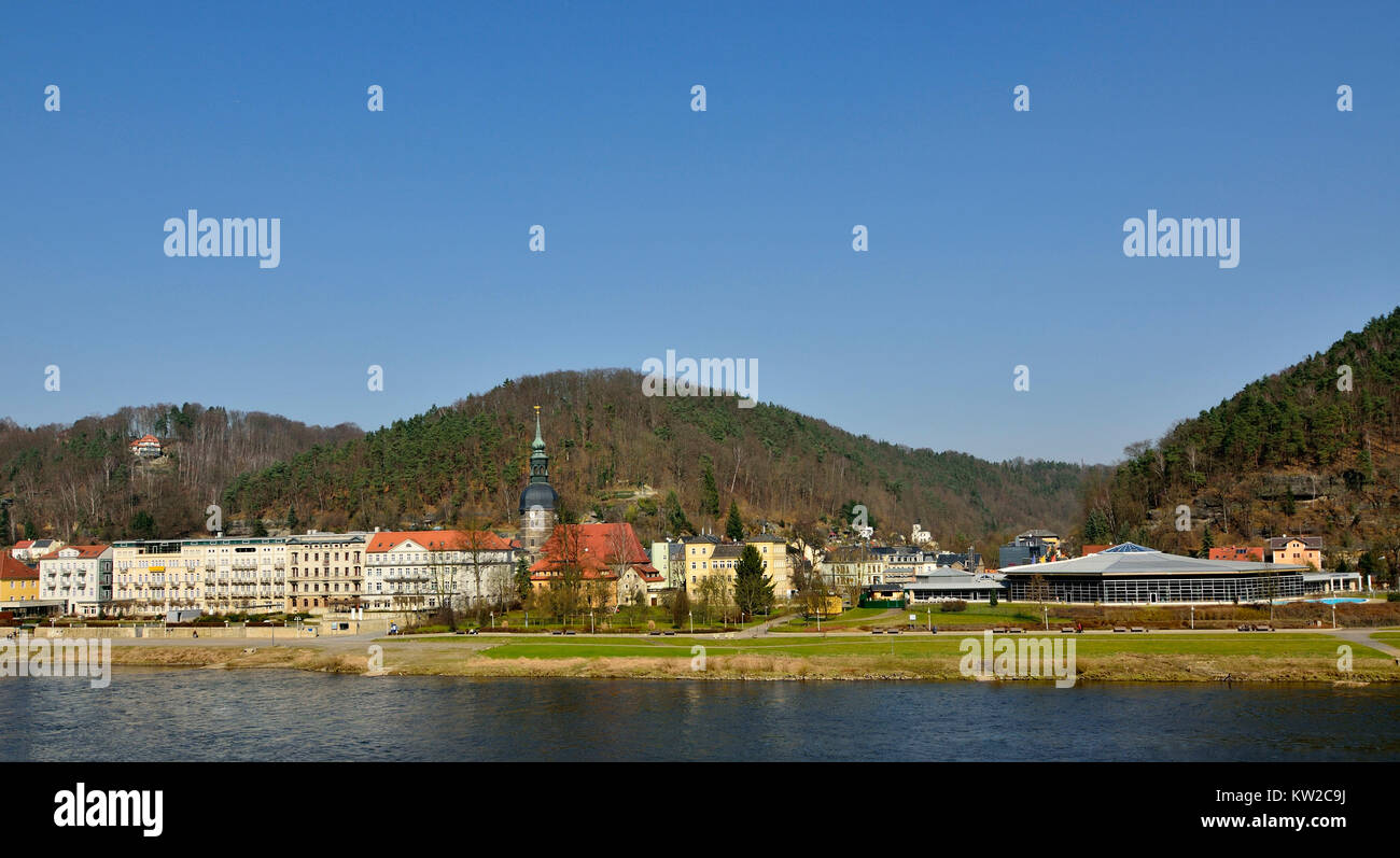 Elbsandstein, resort benessere bagno, Schandau Kurort Bad Schandau Foto Stock