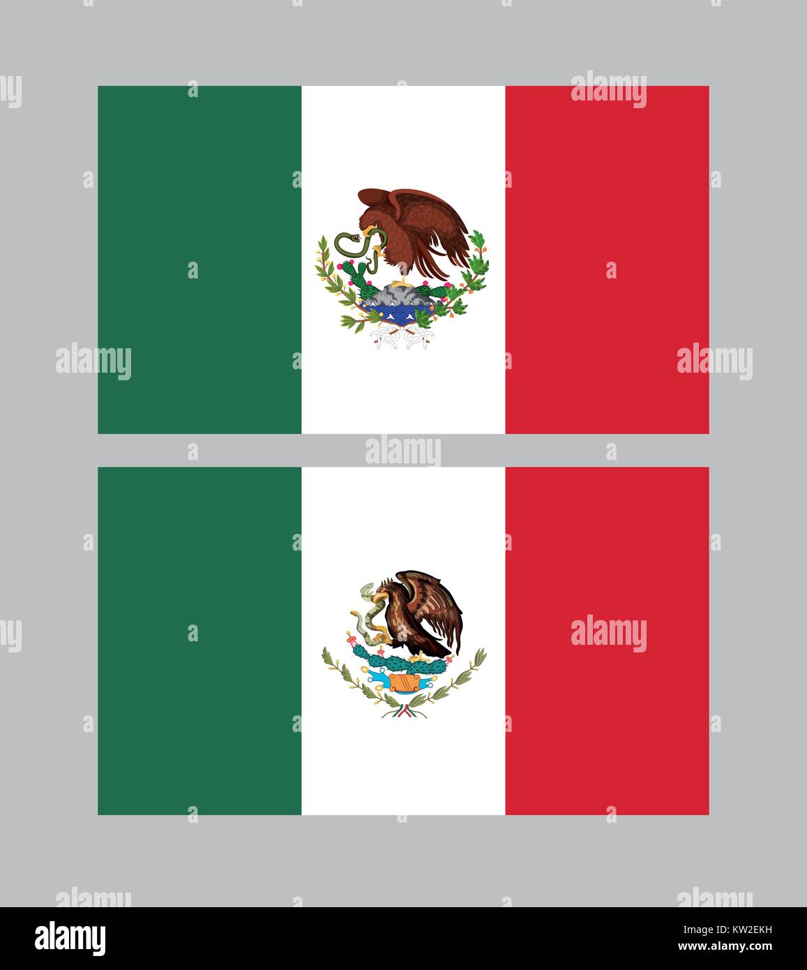Messico bandiere colorate in uno sfondo grigio Illustrazione Vettoriale