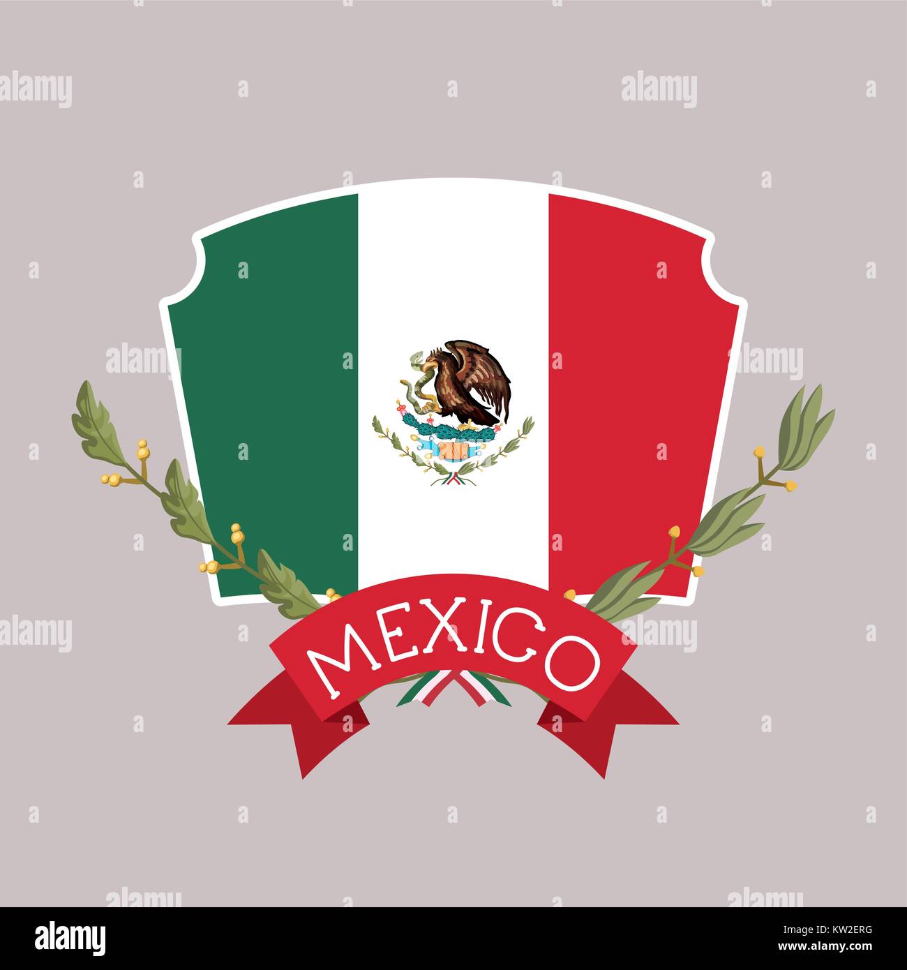 Messico insegne bandiera con nastro in silhouette colorato Illustrazione Vettoriale