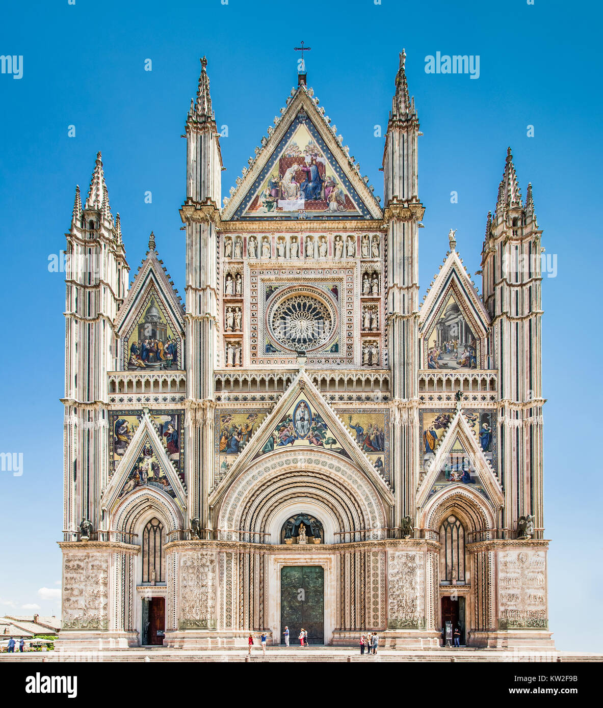 Vista panoramica del Duomo di Orvieto (Duomo di Orvieto), Umbria, Italia Foto Stock