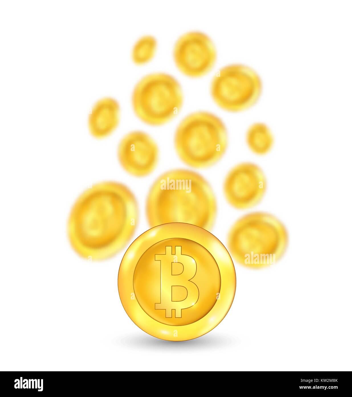 Bitcoin. Moneta di bit. Valuta digitale. Cryptocurrency. Icona dorata sfocato Illustrazione Vettoriale