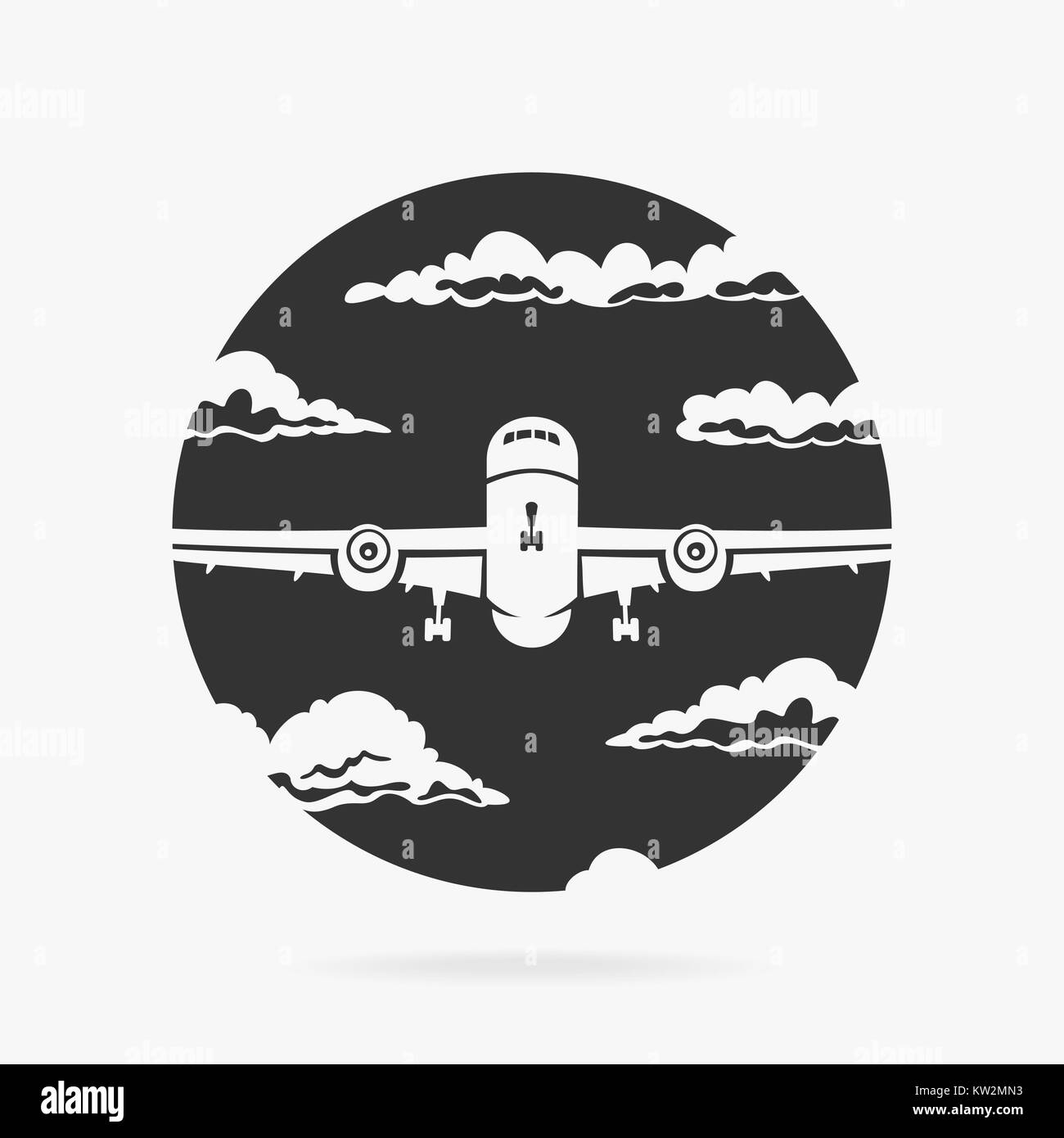 Simbolo aereo passeggeri in nubi Illustrazione Vettoriale