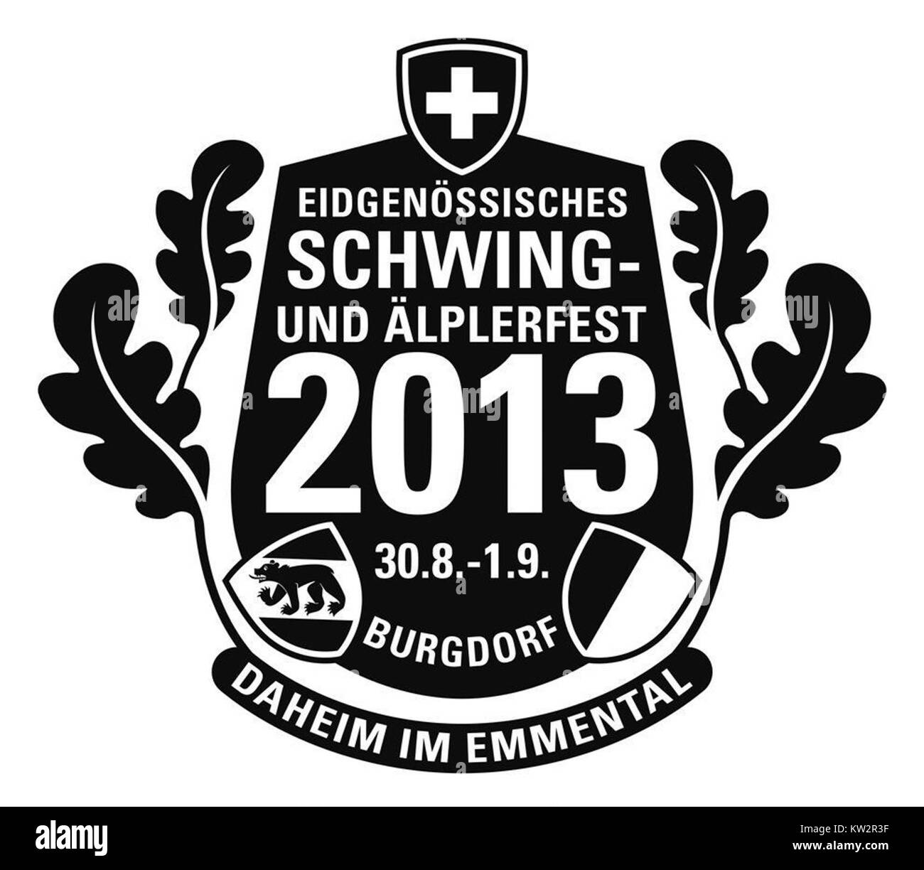 Lo Schwingfest 2013, che si tiene in Svizzera, è un tradizionale evento di wrestling svizzero. Mostra lo sport del wrestling svizzero, un evento culturale unico con una lunga storia di competizione e tradizione. Foto Stock