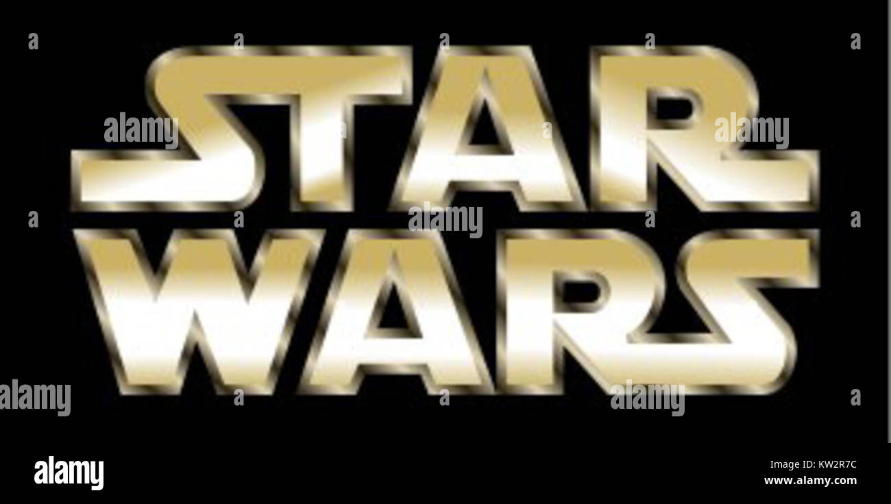 Il logo di Star Wars, uno dei simboli più iconici della storia del cinema, rappresenta la serie di space opera creata da George Lucas. La scritta e il design distintivi del logo sono diventati sinonimo di avventura, fantascienza e cultura popolare. Foto Stock