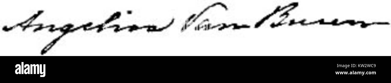 Una firma storica di Angelica Van Buren, la moglie di Martin Van Buren, l'ottavo presidente degli Stati Uniti. Questa firma rappresenta il suo ruolo di First Lady durante la presidenza di suo marito negli anni '1830 Foto Stock