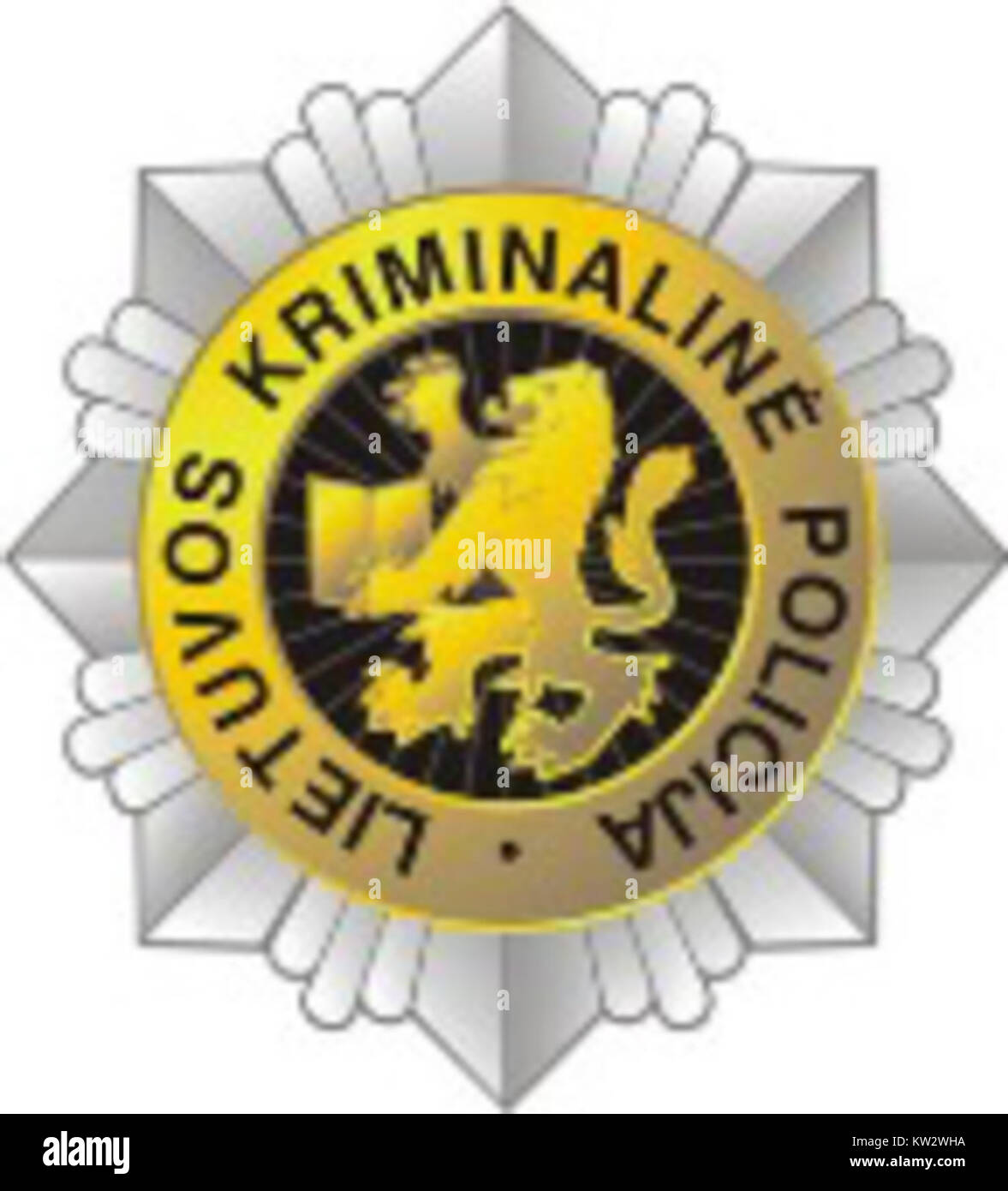 Lietuvos Kriminaline Policija fa riferimento alla polizia penale lituana, un'agenzia di contrasto in Lituania responsabile delle indagini sul crimine, della pubblica sicurezza e della sicurezza nazionale. L'agenzia svolge un ruolo chiave nel mantenimento dell'ordine pubblico nel paese. Foto Stock