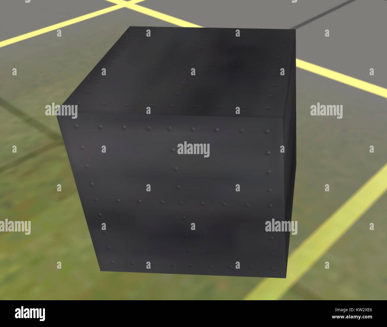 L'immagine mostra un modello 3D di un cubo mappato normale utilizzato nel software di simulazione Trainz, che mostra le caratteristiche grafiche nella progettazione del gioco. Foto Stock