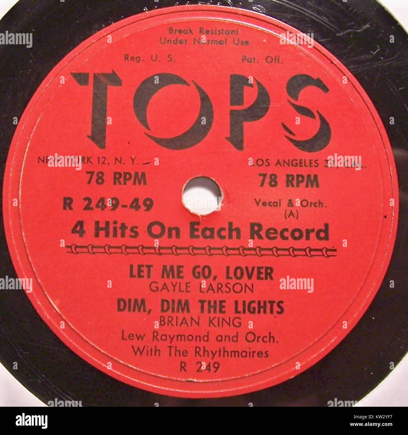 Questa è un'immagine o un riferimento alla canzone o al prodotto "Let me Go Lover" e "Dim Dim the Lights" di Tops R249. Queste opere sono associate a tendenze musicali o culturali specifiche, note per il loro impatto nell'intrattenimento o nel sound design. Foto Stock