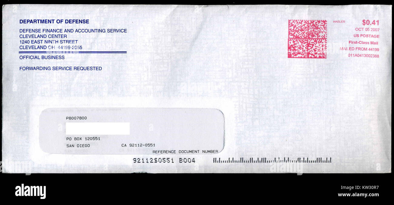 Un franking negli Stati Uniti è un marchio postale ufficiale utilizzato per indicare il pagamento anticipato per le spese postali. Questi marchi sono applicati alla posta per indicare che sono state pagate spese postali, spesso utilizzate in contesti storici e ufficiali. Foto Stock