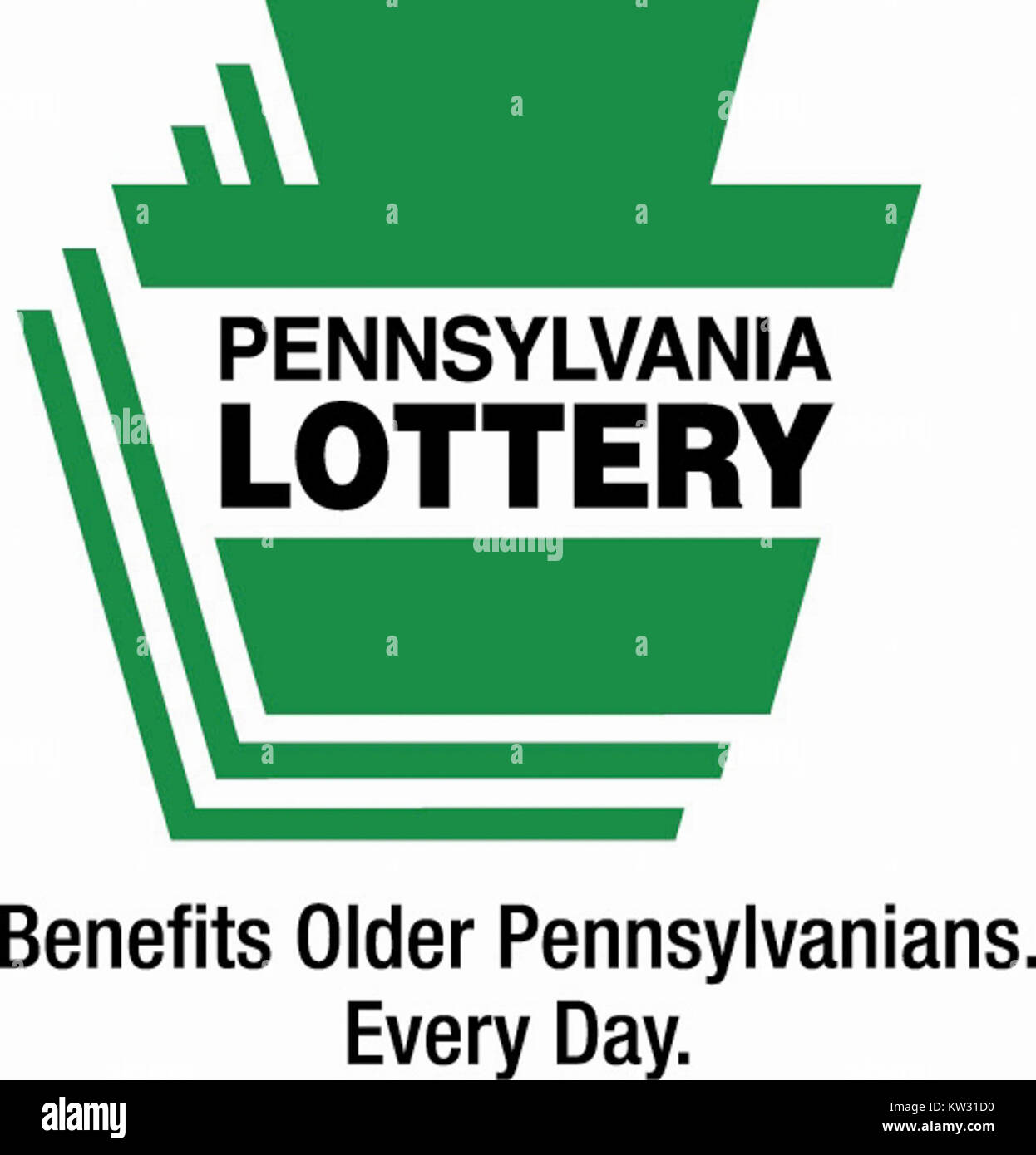 Il logo ufficiale della Pennsylvania Lottery riporta lo slogan "beneficia i vecchi Pennsylvaniani". Ogni giorno." Foto Stock