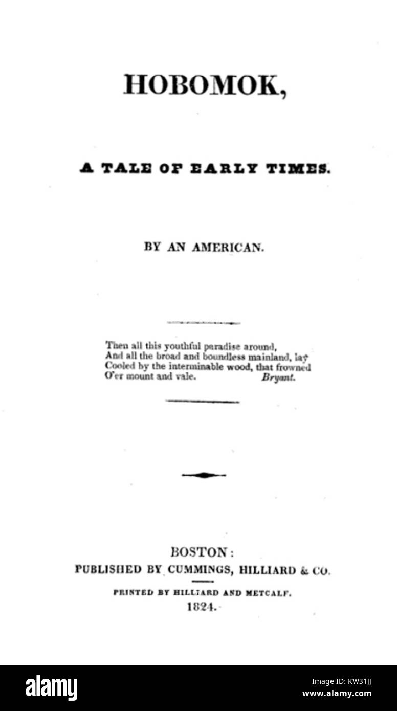 Hobomok, un romanzo scritto nel 1824, è un'opera della prima letteratura americana. Esplora temi di identità culturale, razza e relazioni nel contesto della prima società americana. Foto Stock
