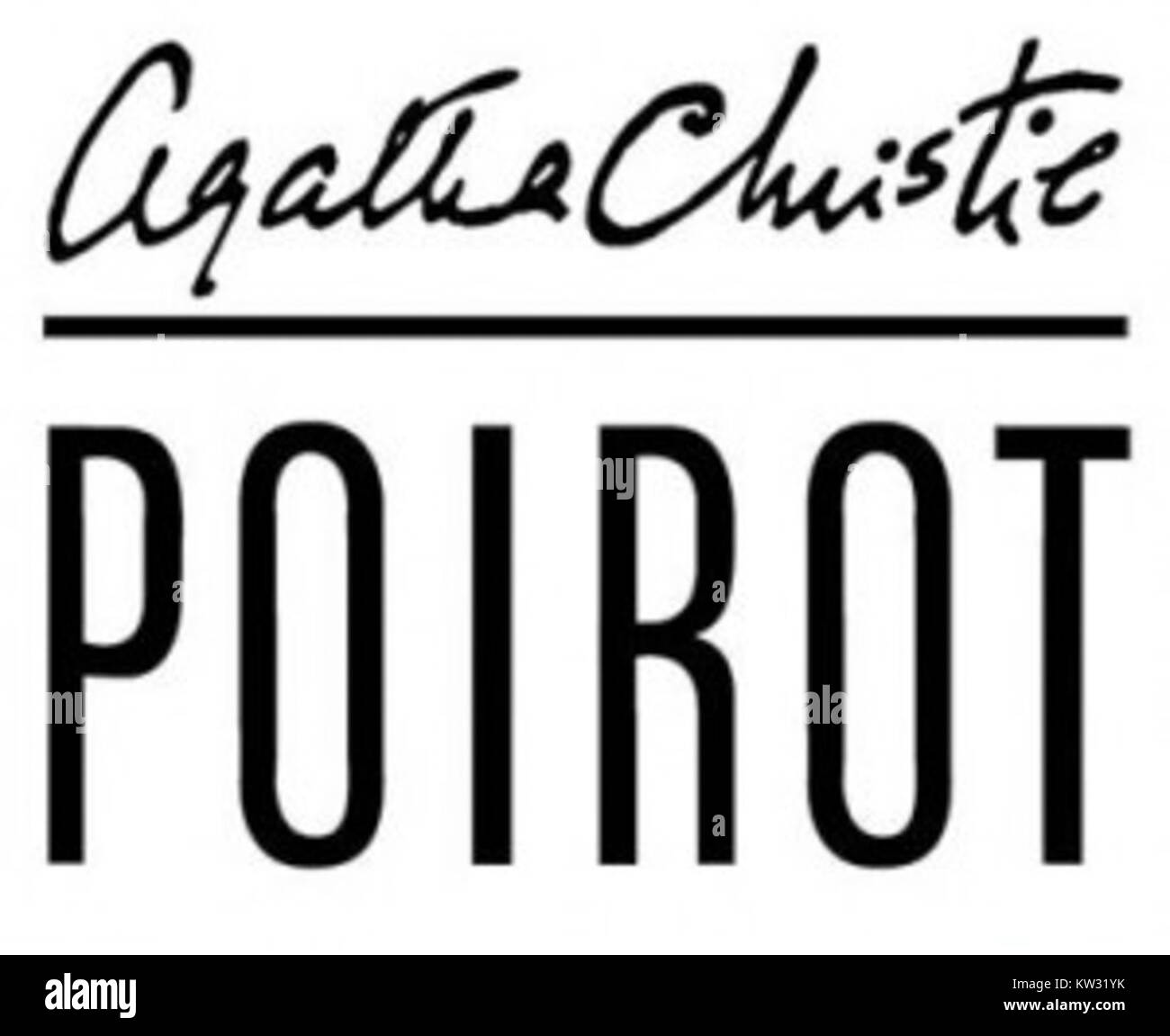 Il logo di Hercule Poirot, un famoso detective belga immaginario creato da Agatha Christie, rappresenta l'associazione dell'iconico detective con il mistero e la risoluzione del crimine. Foto Stock