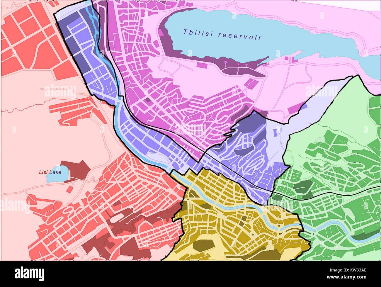 Una nuova mappa dettagliata di Tbilisi, la capitale della Georgia, fornisce una rappresentazione aggiornata e accurata delle strade, dei monumenti e delle caratteristiche geografiche della città. La mappa è utile per la navigazione e la pianificazione urbana, catturando l'infrastruttura e il layout in evoluzione della città. Foto Stock