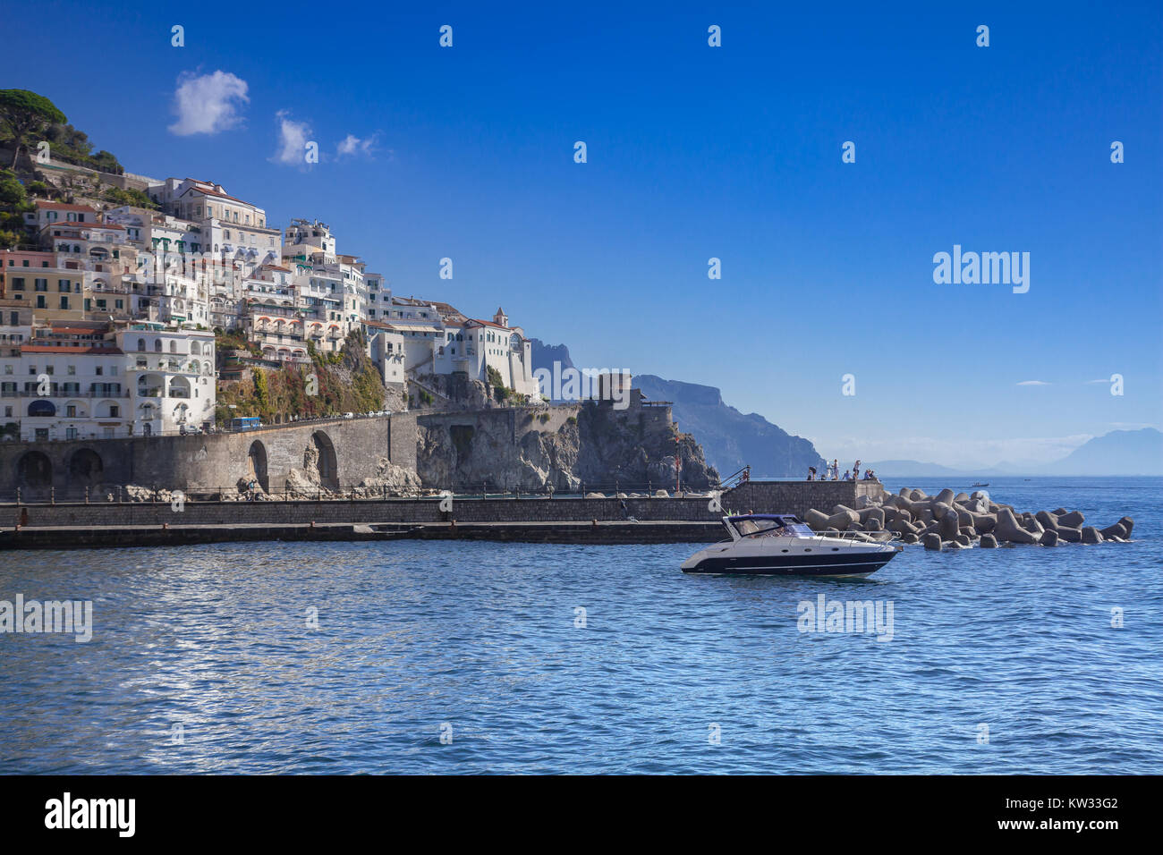 Amalfi resort con vista sul mare Foto Stock