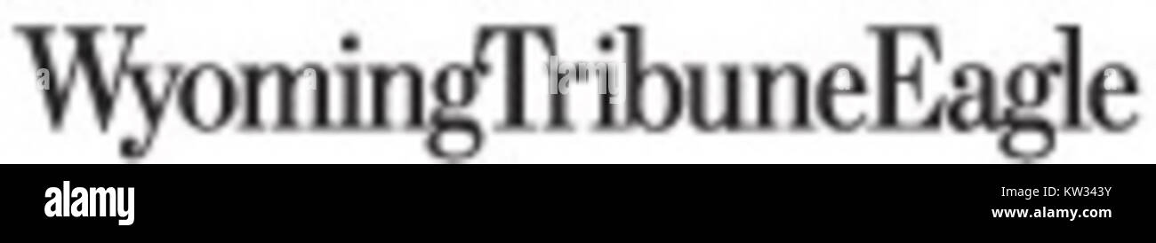 Il logo Wyoming Tribune Eagle è l'emblema che rappresenta il giornale locale. Fa parte della storia e dell'identità di questa pubblicazione regionale, nota per aver fornito notizie all'area del Wyoming. Foto Stock