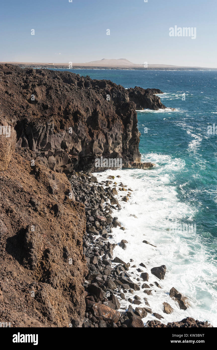 Los Hervideros, Parque Natural de Los Volcanes, Lanzarote, Isole Canarie, Spagna Foto Stock