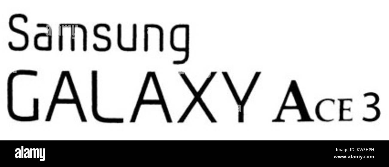 Il logo per il Samsung Galaxy Ace 3, uno smartphone di fascia media rilasciato da Samsung Electronics. È caratterizzato da un design elegante, che sottolinea l'impegno del marchio verso la tecnologia ad alte prestazioni nel mercato degli smartphone. Foto Stock