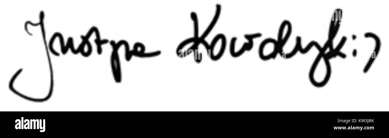 La firma di Justyna Kowalczyk segna il suo riconoscimento nel mondo dello sci di fondo. È nota per i suoi risultati e contributi allo sport. Foto Stock