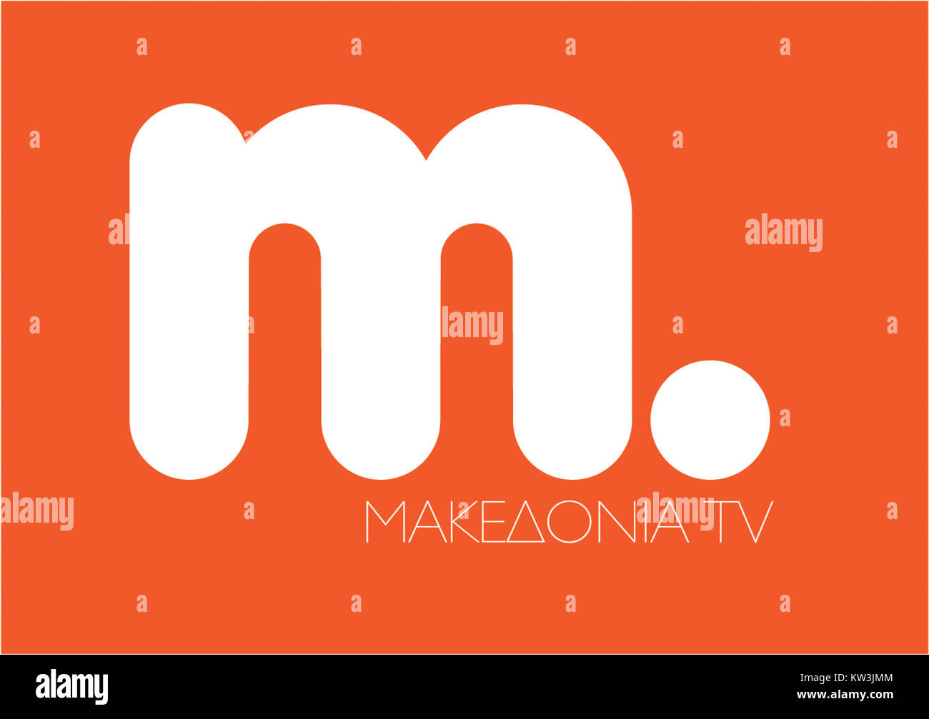 Il logo di Makedonia TV, una stazione televisiva con sede in Macedonia del Nord, che rappresenta l'identità visiva e il marchio della stazione. Foto Stock