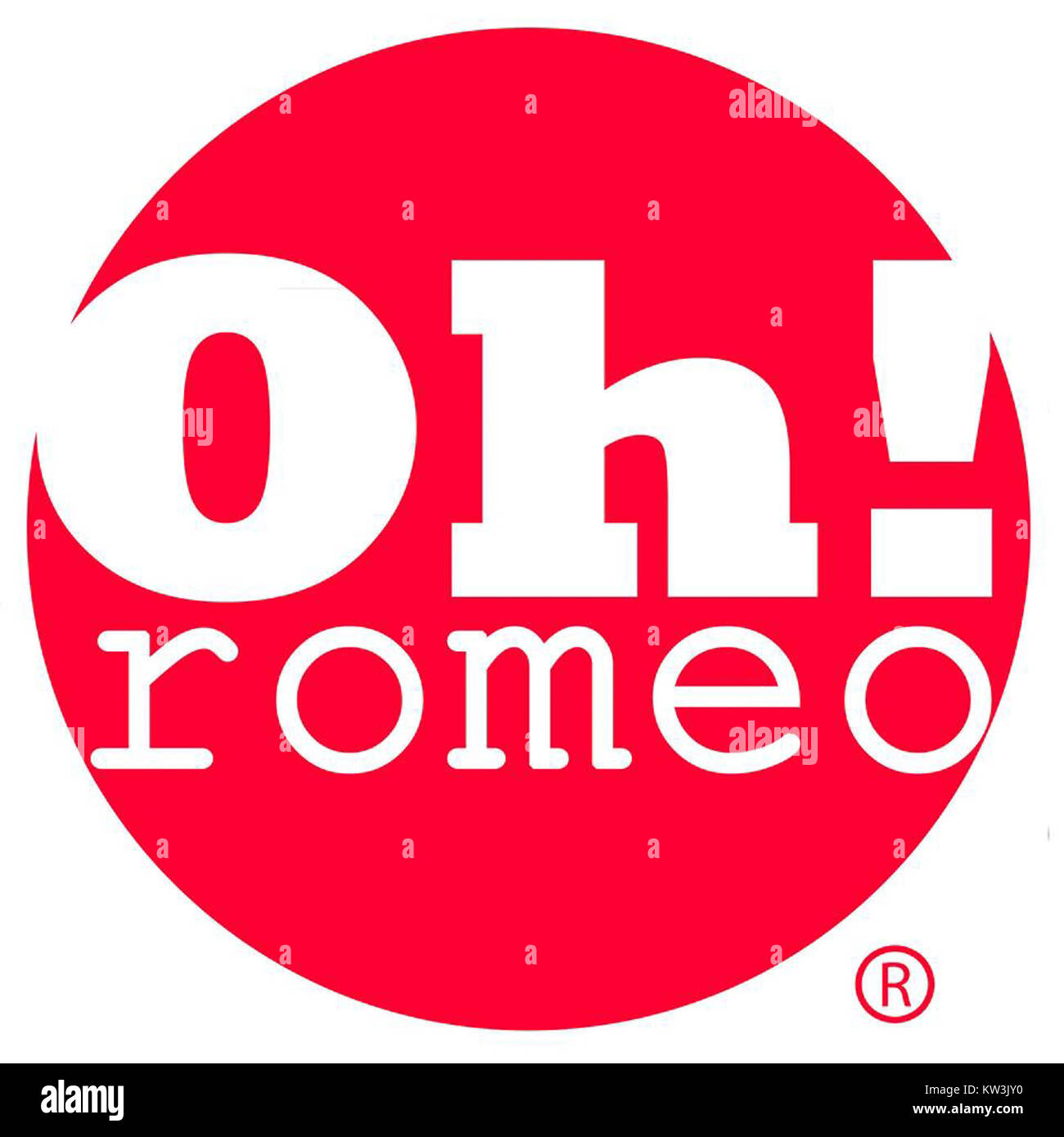 Oh! Romeo' è un marchio o una produzione associati a un logo specifico. Questo logo rappresenta l'identità dell'azienda o il marchio del prodotto, concentrandosi sul design e sui principi estetici. Foto Stock