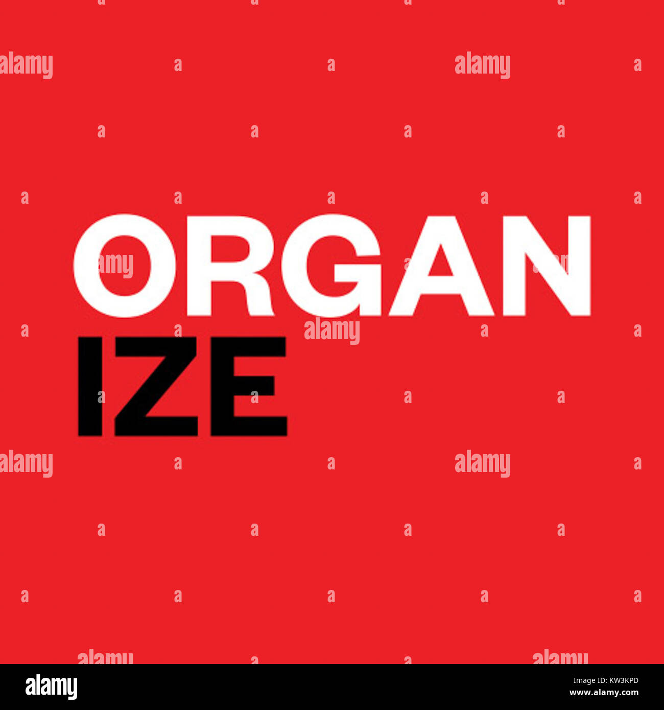 Il riquadro ORGANIZZA logo rappresenta un marchio o un'organizzazione focalizzata sulla promozione dell'organizzazione, della struttura e della gestione sistematica in vari settori. Foto Stock