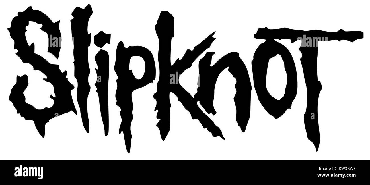 Il logo Slipknot è un simbolo distintivo che rappresenta la band heavy metal americana. Noto per il suo design unico, il logo è associato allo stile aggressivo e all'impatto culturale della band nell'industria musicale. Foto Stock