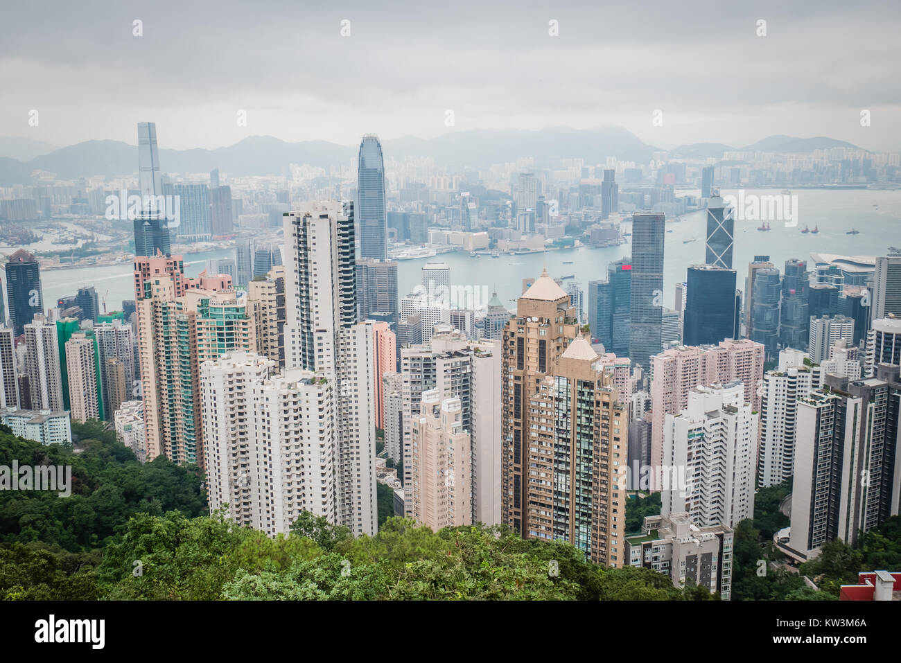 Hong kong edifici appartamento vista dalla sommità del picco Foto Stock
