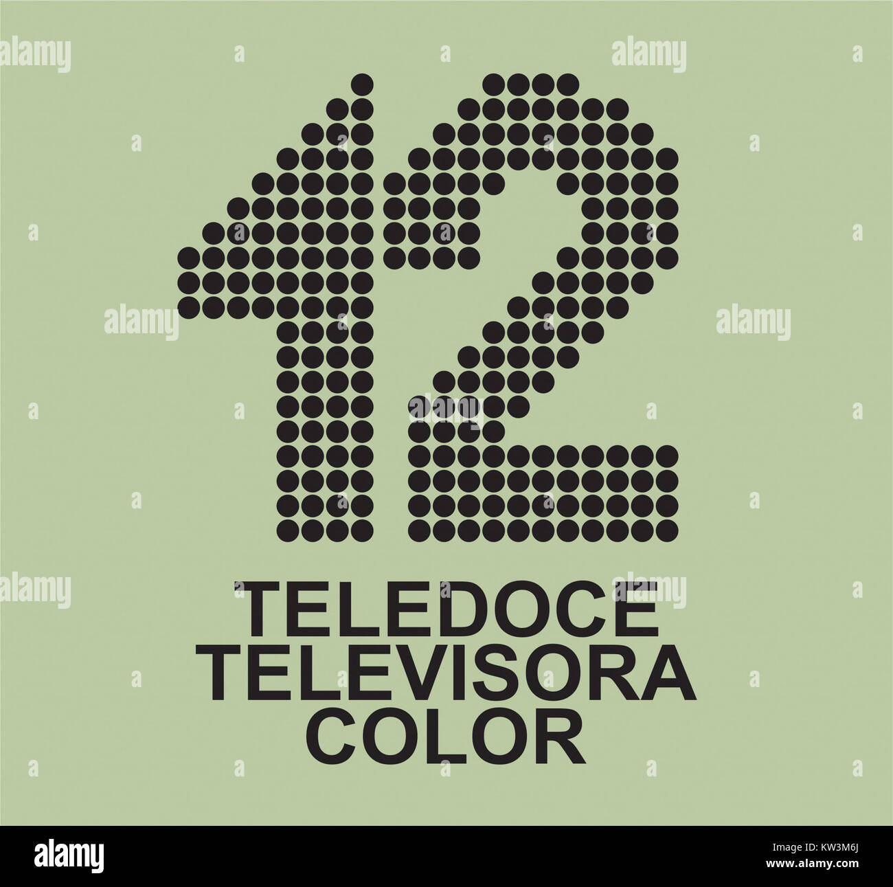 Il logo di Teledoce, creato nel 1980, rappresenta il marchio di un canale televisivo. Il design del logo riflette le tendenze visive e l'identità aziendale del tempo, simboleggiando la presenza dei media e l'identità visiva del canale. Foto Stock