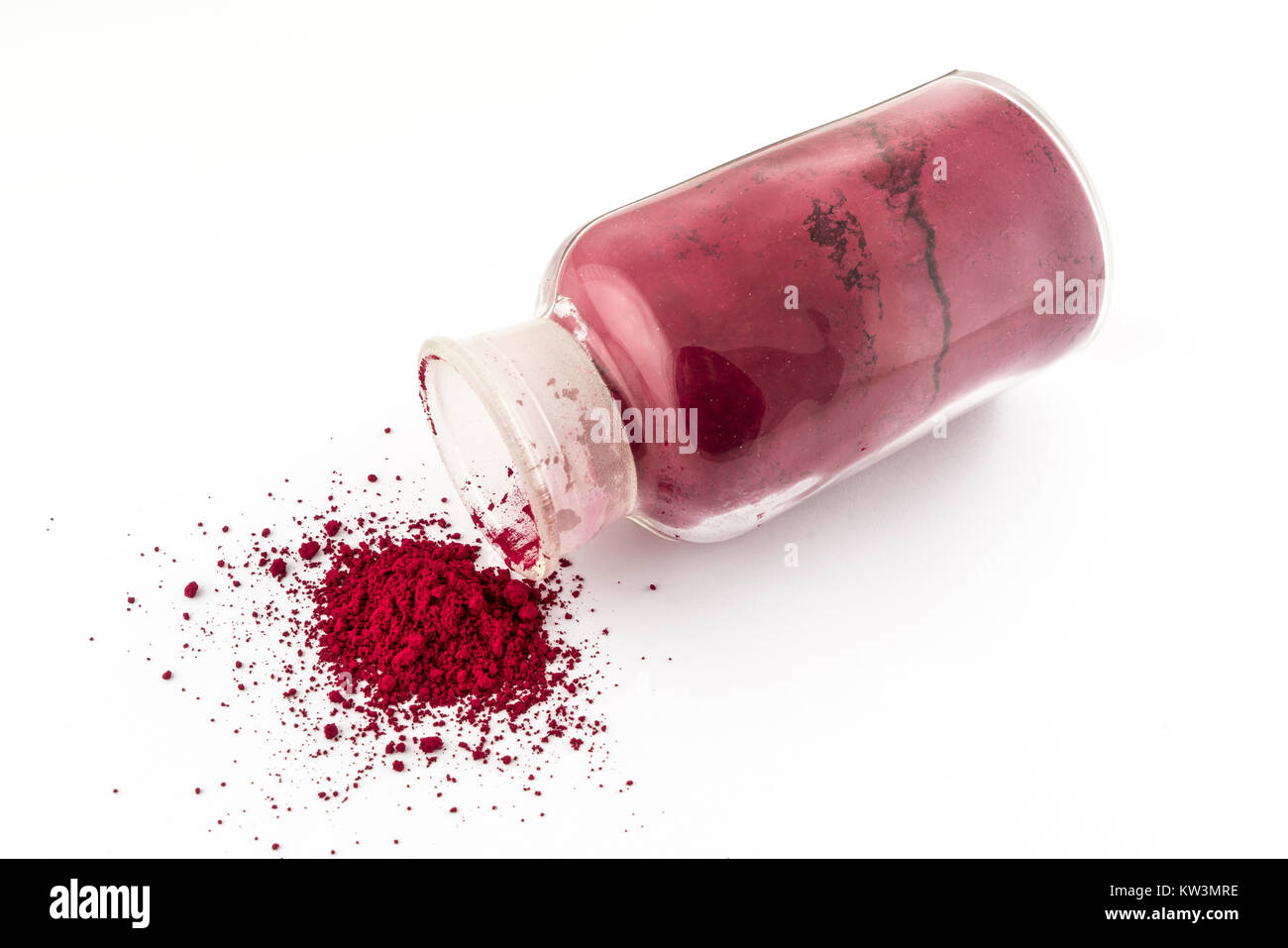 Contenitori di vetro naturale contenente pigmenti colorati in polvere Foto Stock