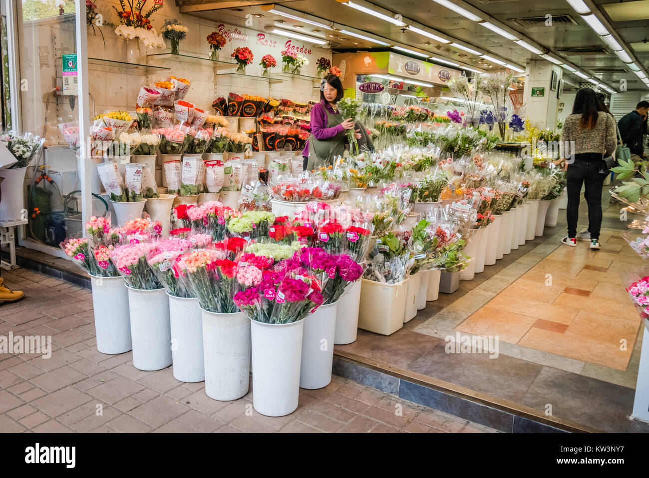 Hong Kong il mercato dei fiori Foto Stock