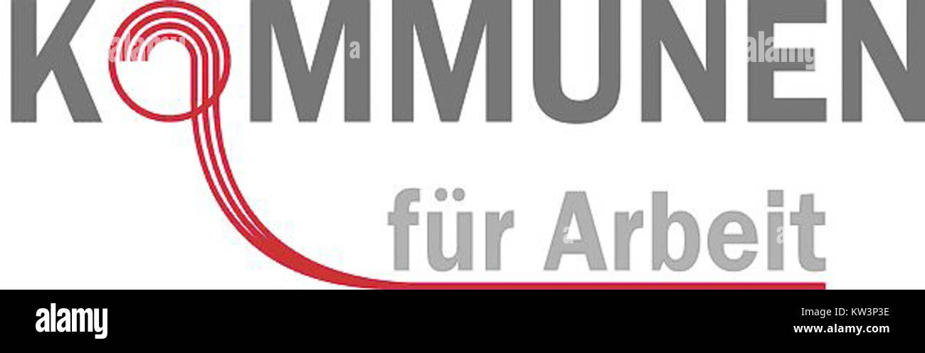 Il logo di "Kommunen fÃ¼r Arbeit" è una rappresentazione visiva di un'iniziativa incentrata sulla collaborazione municipale per progetti legati al lavoro. Sottolinea gli sforzi comunitari per l'occupazione e lo sviluppo economico. Foto Stock