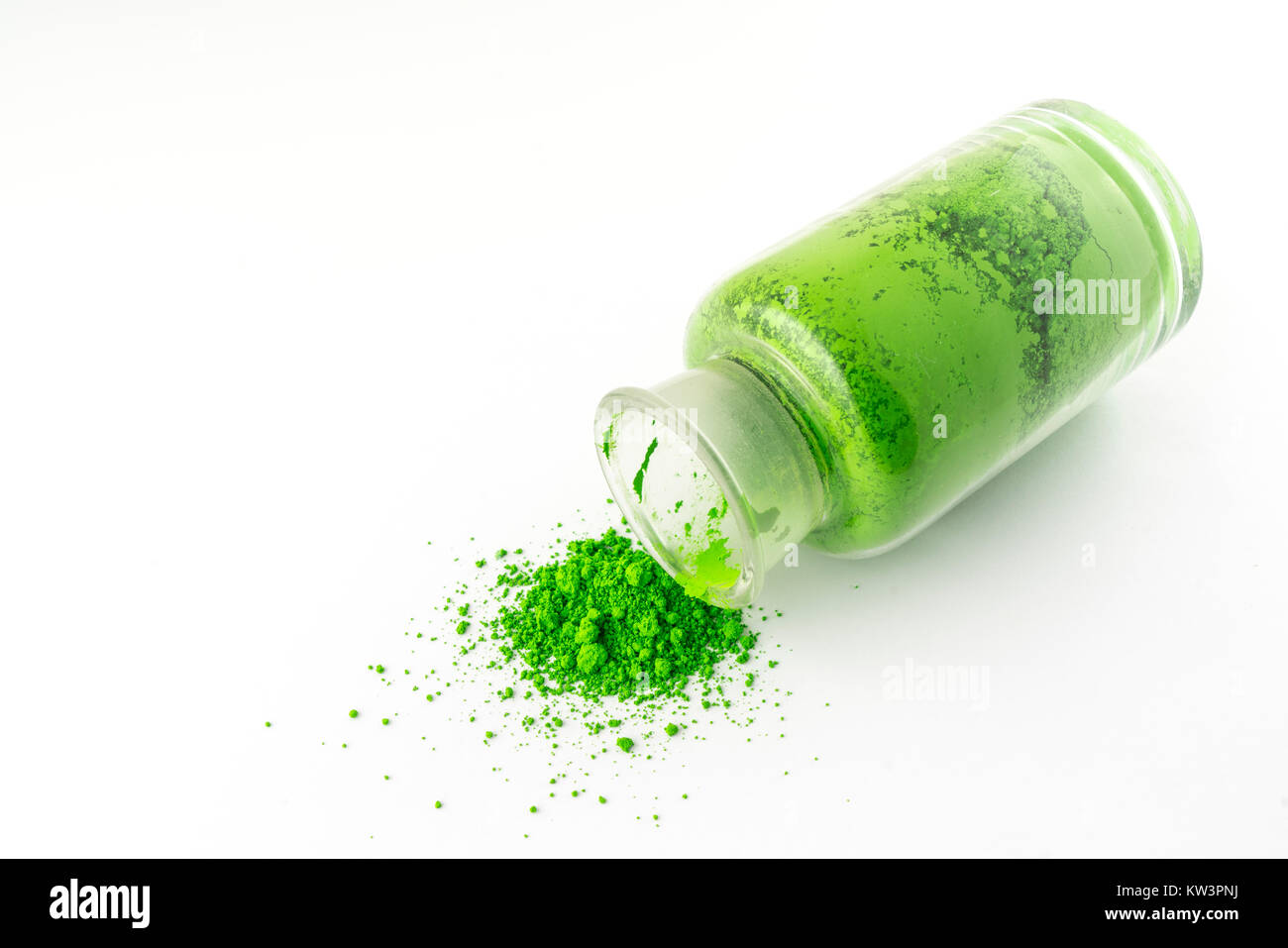 Contenitori di vetro naturale contenente pigmenti colorati in polvere Foto Stock