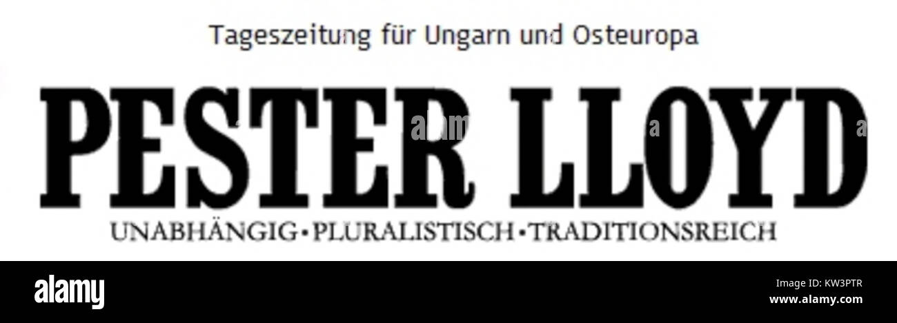 Il logo Pester Lloyd rappresenta una società di trasporti ungherese che un tempo era un importante operatore ferroviario nell'Impero austro-ungarico. La società è stata coinvolta nei servizi ferroviari e marittimi, contribuendo allo sviluppo del trasporto regionale. Foto Stock