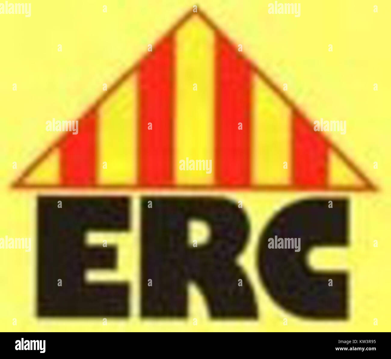 Il logo ERC (European Radioactive Waste and Need Fuel Management) degli anni '1990 rappresenta l'organizzazione europea dedicata alla gestione dei rifiuti radioattivi e del combustibile nucleare esaurito. Il logo presenta un design semplice con elementi geometrici che simboleggiano l'impegno dell'organizzazione per la sicurezza, la sostenibilità e la protezione ambientale. Il CER mira ad affrontare le sfide poste dalla gestione delle scorie nucleari in Europa. Foto Stock