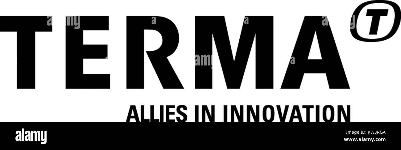 La tagline Terma in nero RGB è un elemento di design associato a Terma, un'azienda tecnologica nota per il suo lavoro nei settori della difesa, aerospaziale e della sicurezza. Il logo rappresenta l'impegno dell'azienda verso l'innovazione e le soluzioni high-tech. Foto Stock