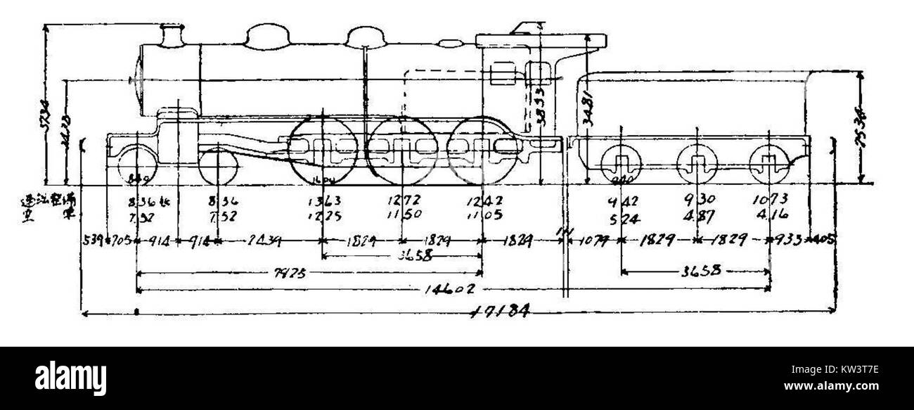 La JGR 8850SL è una locomotiva a vapore della classe 8850 delle Ferrovie governative giapponesi, dotata di una disposizione delle ruote 4-6-0 e operativa dal 1912 al 1951, utilizzata principalmente per i servizi passeggeri. Foto Stock